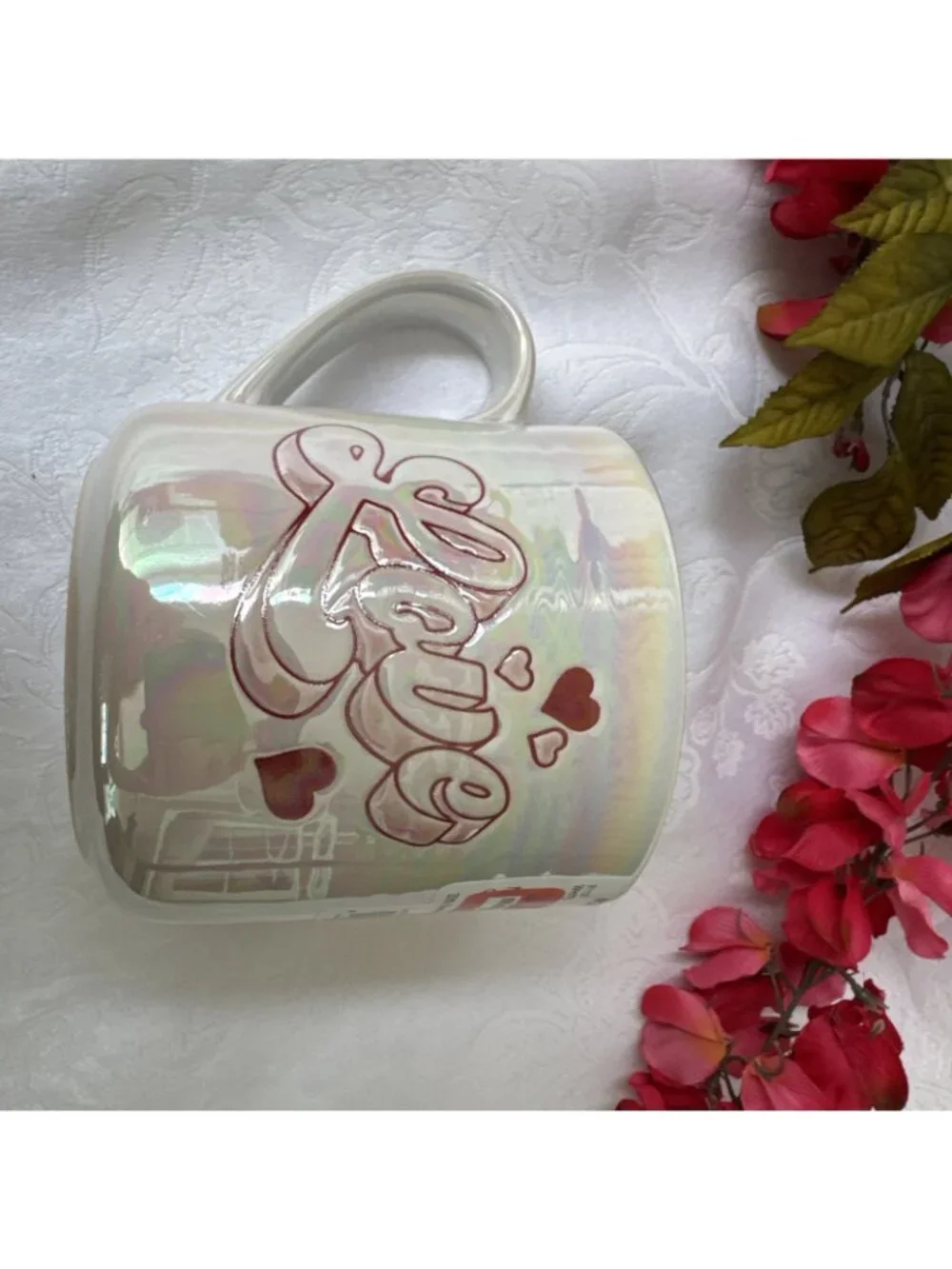 Spectrum Design Ceramic 16 oz Love Coffee Mug Luster Heart Felt Nordstrom NEW